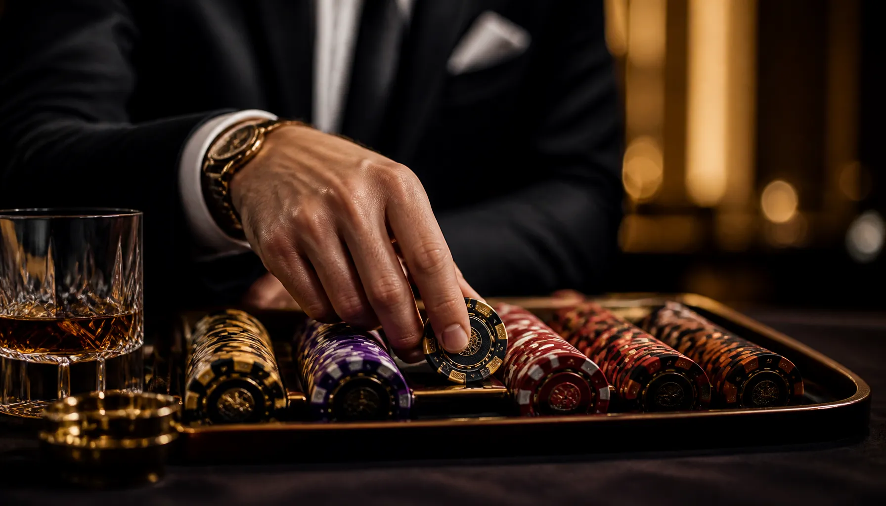 Ornate golden crown resting on dark velvet surface with dramatic jewel-toned lighting and mythic opulence